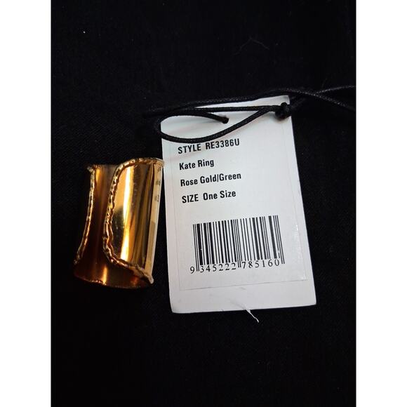 From St Xavier Kate Ring Rose Gold Tone/Green Gem Stone Carbochon NWT RE3386U - Picture 6 of 9